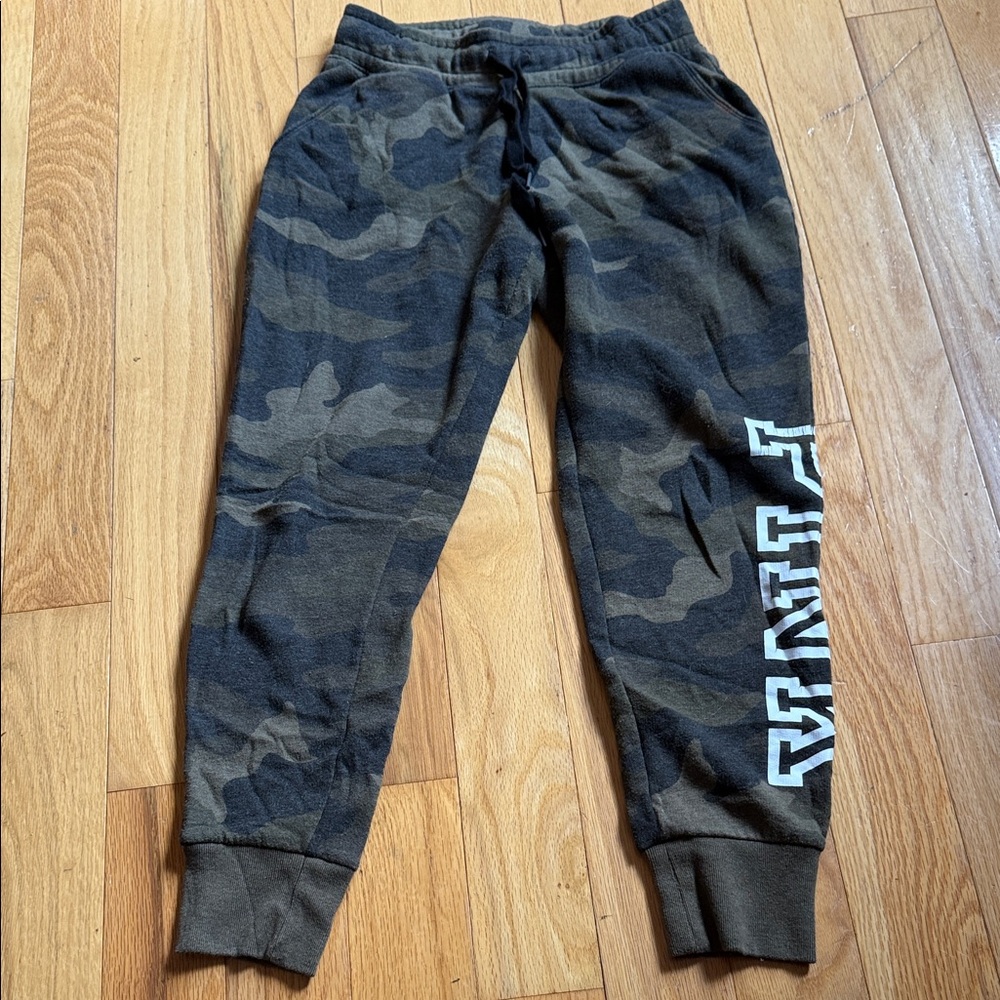 Victoria's Secret Kids Camo Joggers with Side Logo - Olive & Black